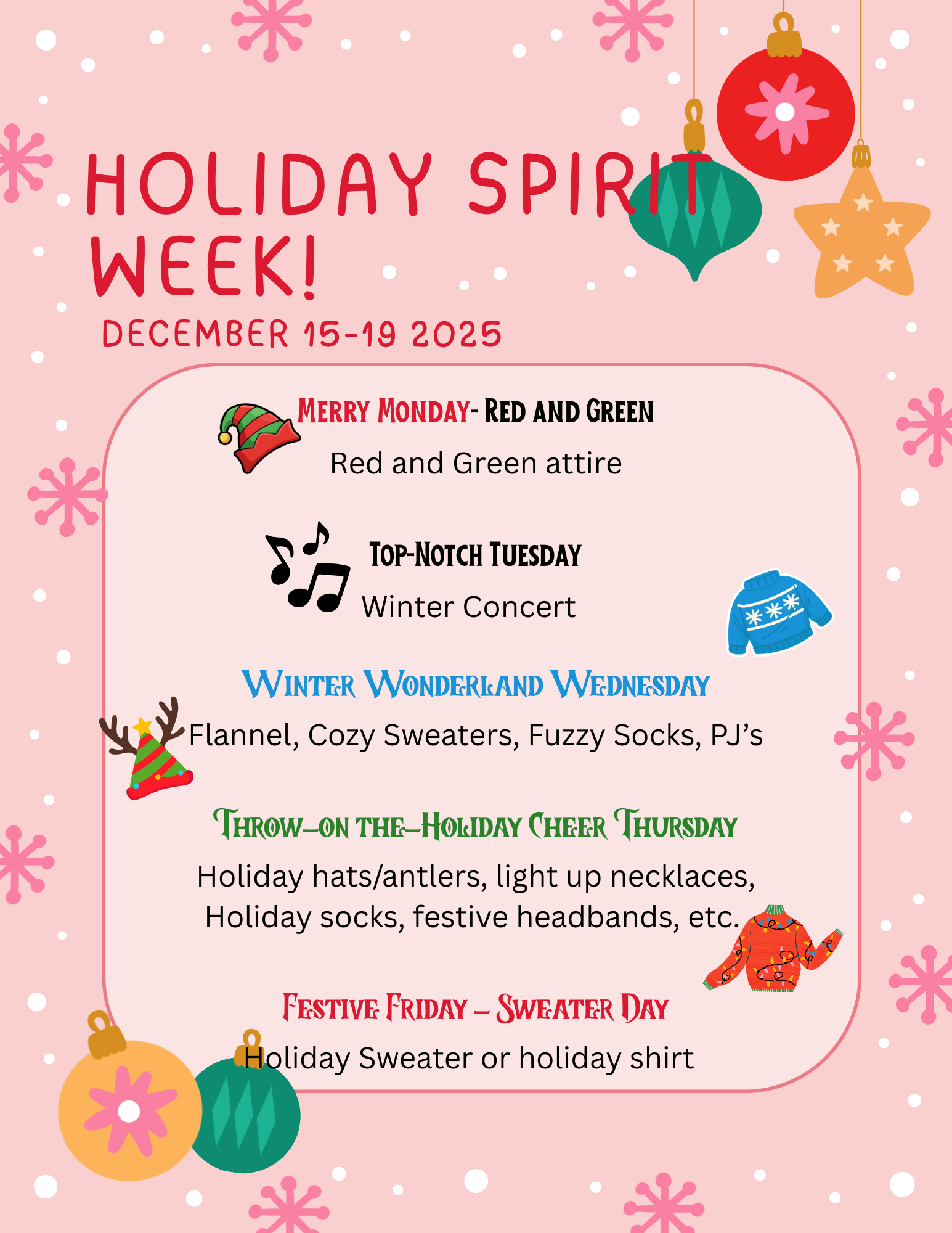 Holiday Spirit Week